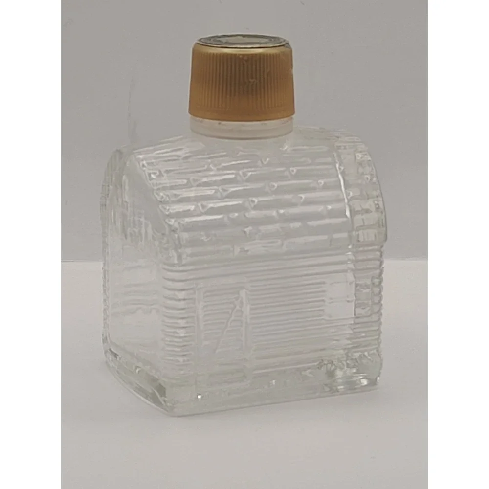 Vtg Miniature Log Cabin Maple Syrup Glass Bottle 2.75
